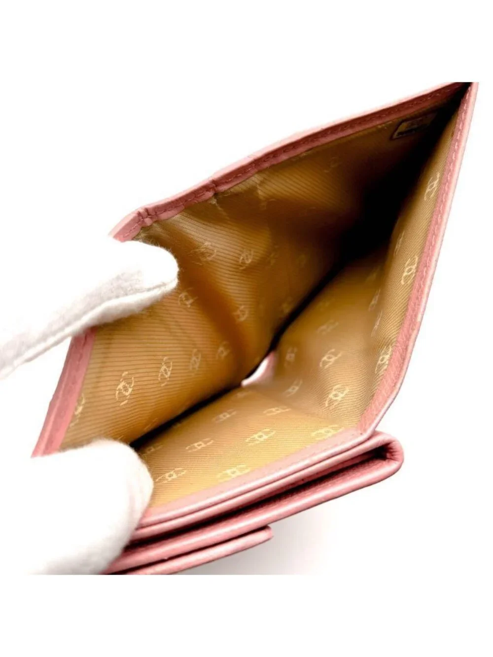 Chanel Wallet Coco Button Hook Trifold Pink